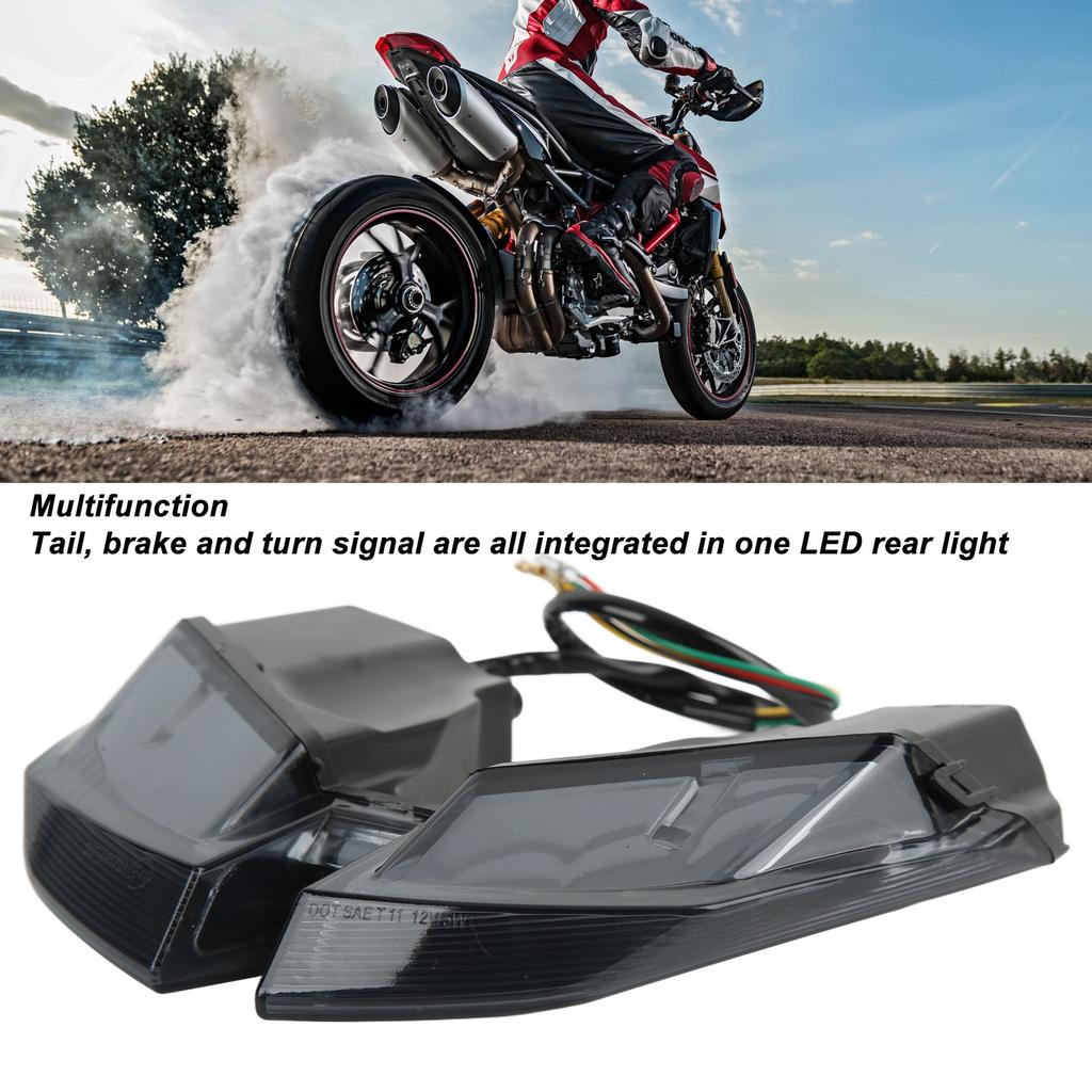 Motorcycle LED Taillight Smoked Lens PMMA Lens Stop Lamp Replacement for Ducati HYPERMOTARD 821 939 950 SP 2012‑2021
