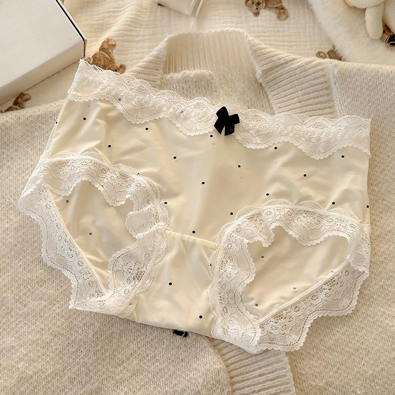 

Women s Summer Lace Cotton Antibacterial No Trace Ice Silk Middle Waist Briefs XL тілесний