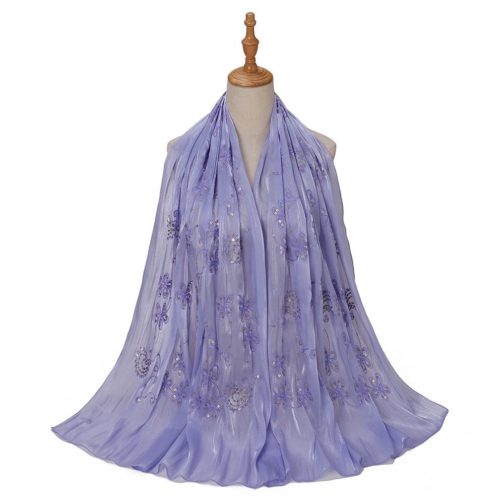 Shimmer Glitter Glitter Chiffon Shawl Elegant Pleated Glitter Shawl Flowy Hijab Shawl  for Women