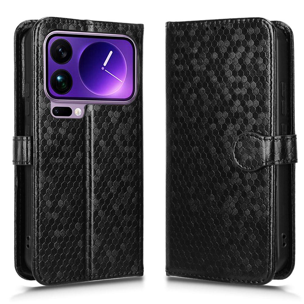 For Xiaomi 17 Pro Max Wallet Case Dot Pattern Imprint PU Leather Phone Cover with Wrist Strap