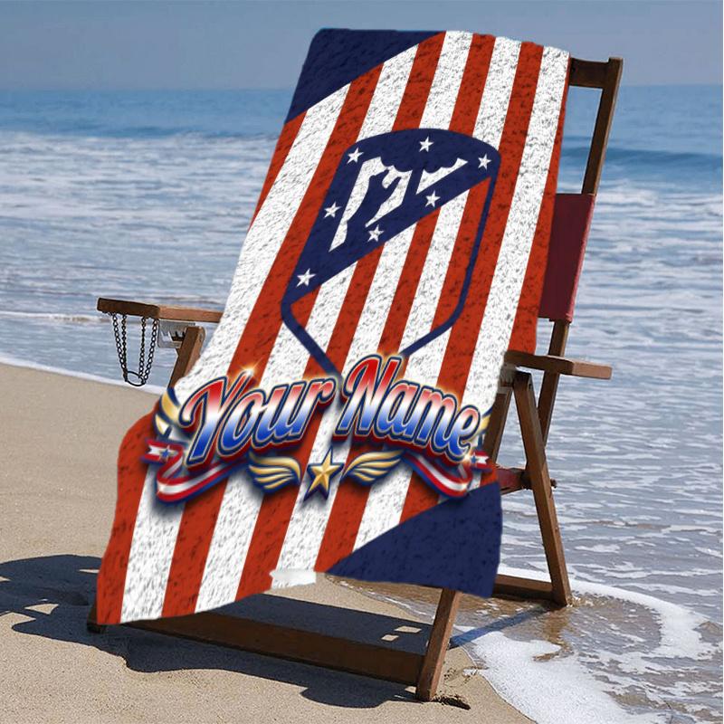1pc Atletico Madrid Beach Towel with Custom Name, Beach/Swimming/Bath/Picnic/Camping Towel, Suitable for Seaside Beaches