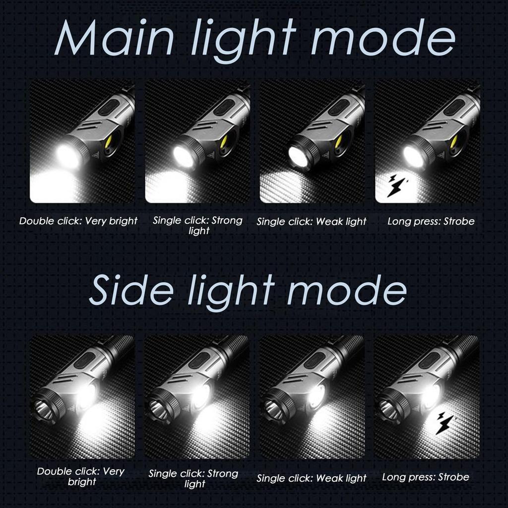 Rechargeable Work Light Rechargeable Magnetic Flashlight Outdoor Portable Torch 90-Degree Adjustable Corner Work Light For Night