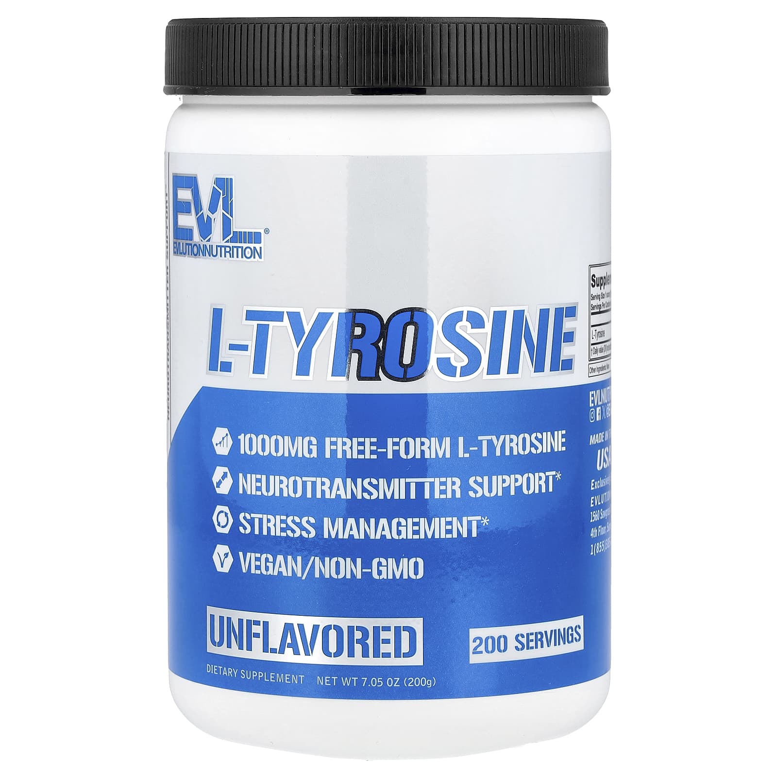 EVLution Nutrition, L-Tyrosine, Sans Arôme, 200 g (200g)