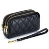 Damen Clutch aus echtem Leder Oberlederschicht lange Geldbörse dreilagige multifunktionale gesteppte Handytasche