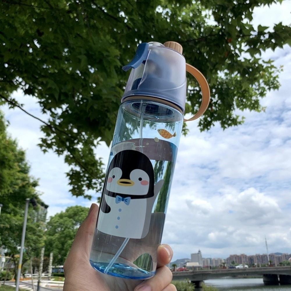 Cartoon Sports Water Cups Transparent Fitness Drinking Cups Creative Plastic Water Bottles Travel
