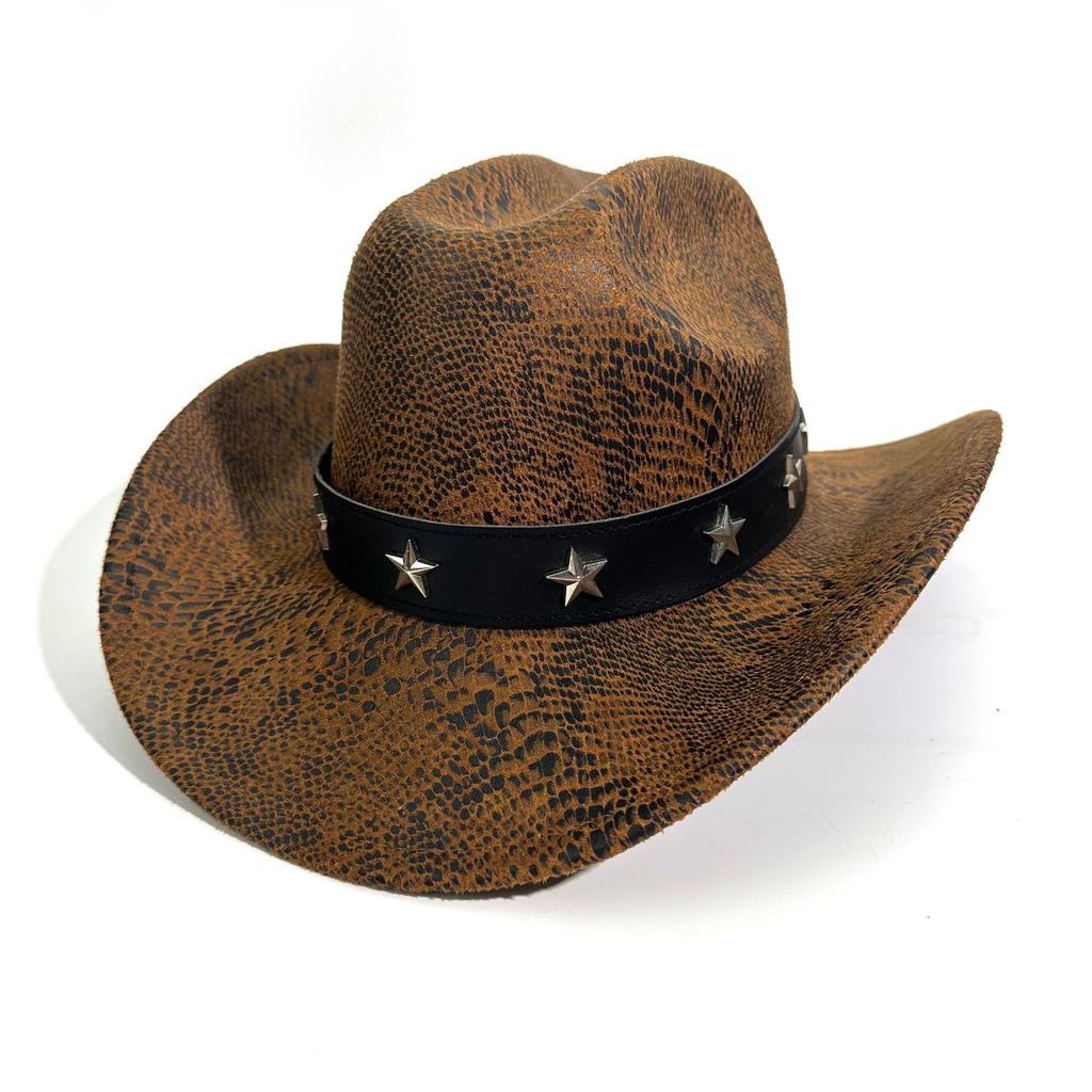 Popular Manufacturer Spot Five-Pointed Star Rivet Western Cowboy Hat Festival Party Jazz Hat Men'S Top Hat