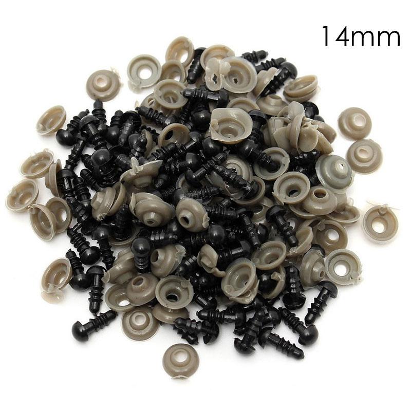 100Pcs 6-12Mm Plastic Black Safety Eyes For Tedy Bear Doll Animal Puppet Craft