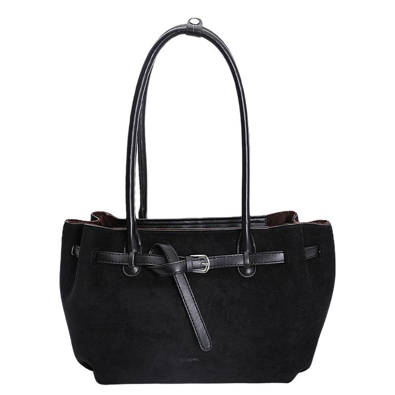 Retro bag women's large capacity 2025 new autumn and winter versatile suede shoulder bag college student class tote bag