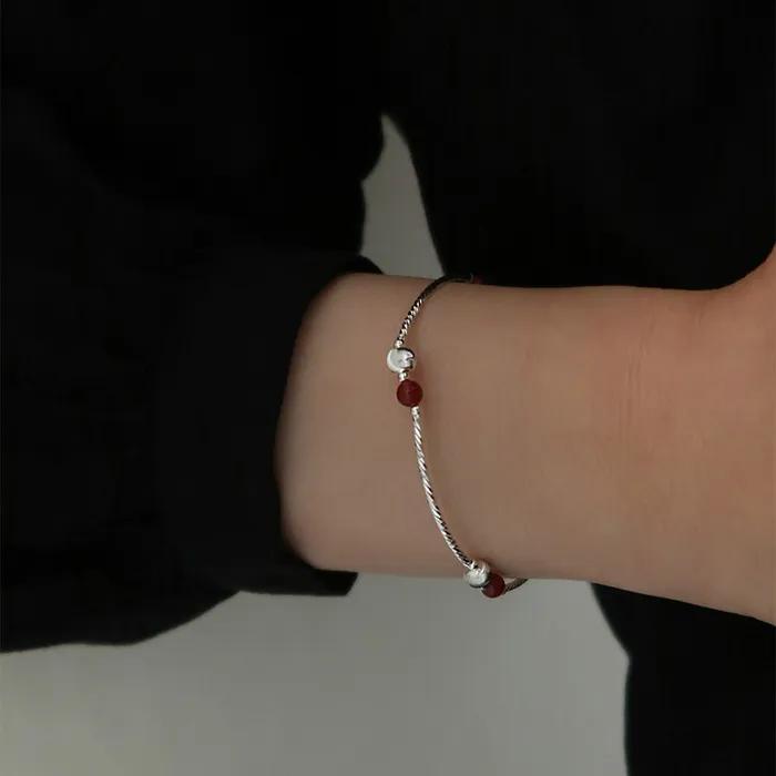 925 Silver Carnelian Point Banding Bracelet