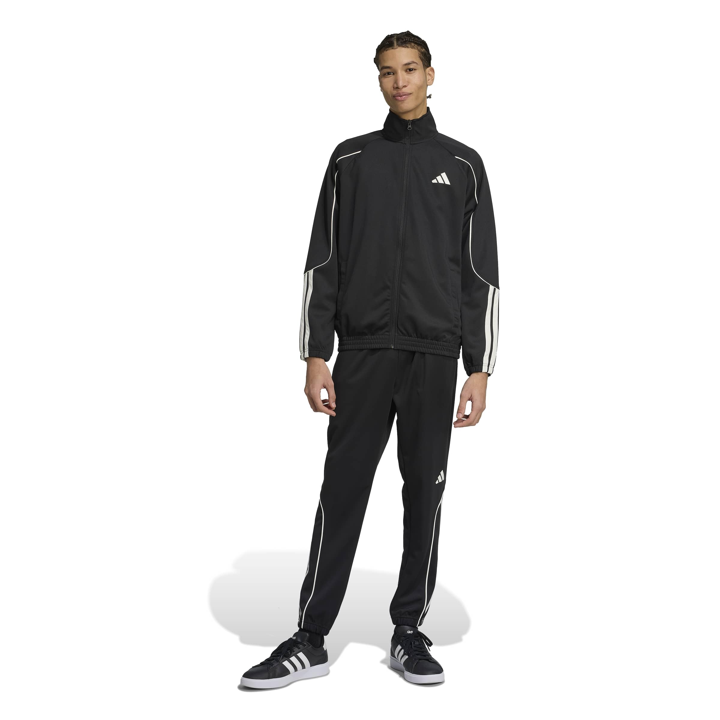 

Adidas STA Tracksuit Set for Men KLG53 Size M Top Black/Off-White Bottom Black/Off-White (JN1817)