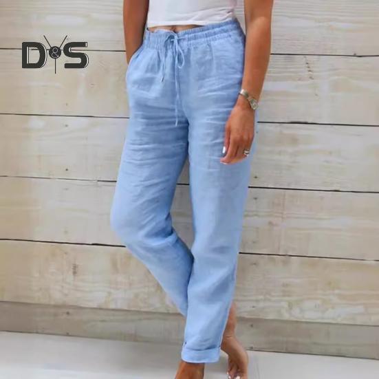 Pantaloni casual pentru femei, de culoare solidă, pantaloni de trening cu talie elastică, cu cordon reglabil, pentru antrenament, cu buzunare