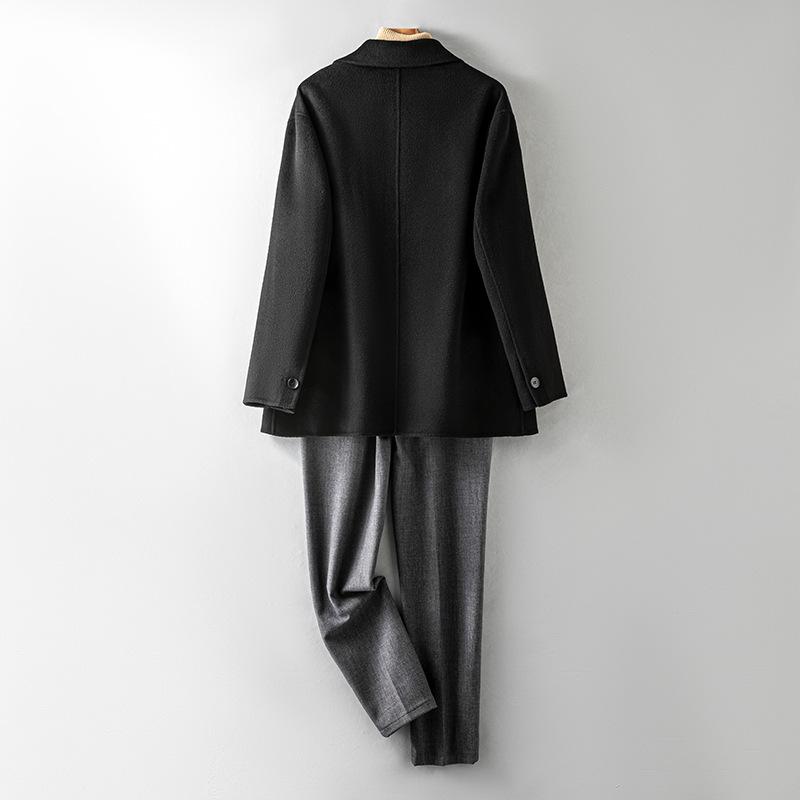 Autumn and Winter 100% Woolen Coat Men's Medium and Long Wool Coat High-end Casual Cashmere-free Coat