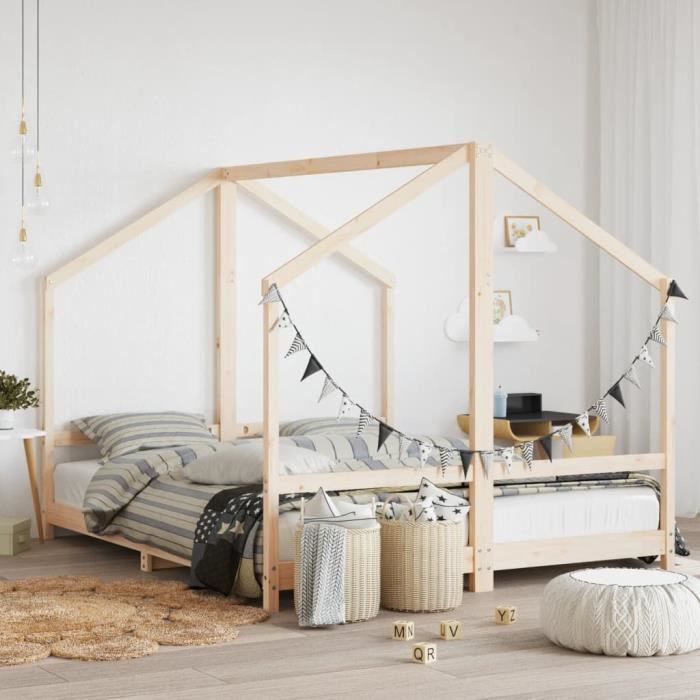 VidaXL Bed Frames for Children 2x(80x200) Cm Solid Pine Wood 3200586