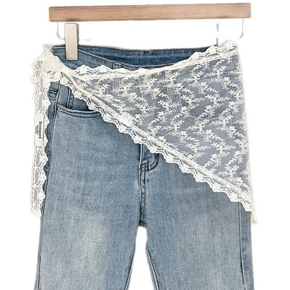 Fashion Flower Embroidery Lace Flower Hair Scarf Thin Cute Mini Lace Skirt Chic Style Bohemian Bandanas for Women