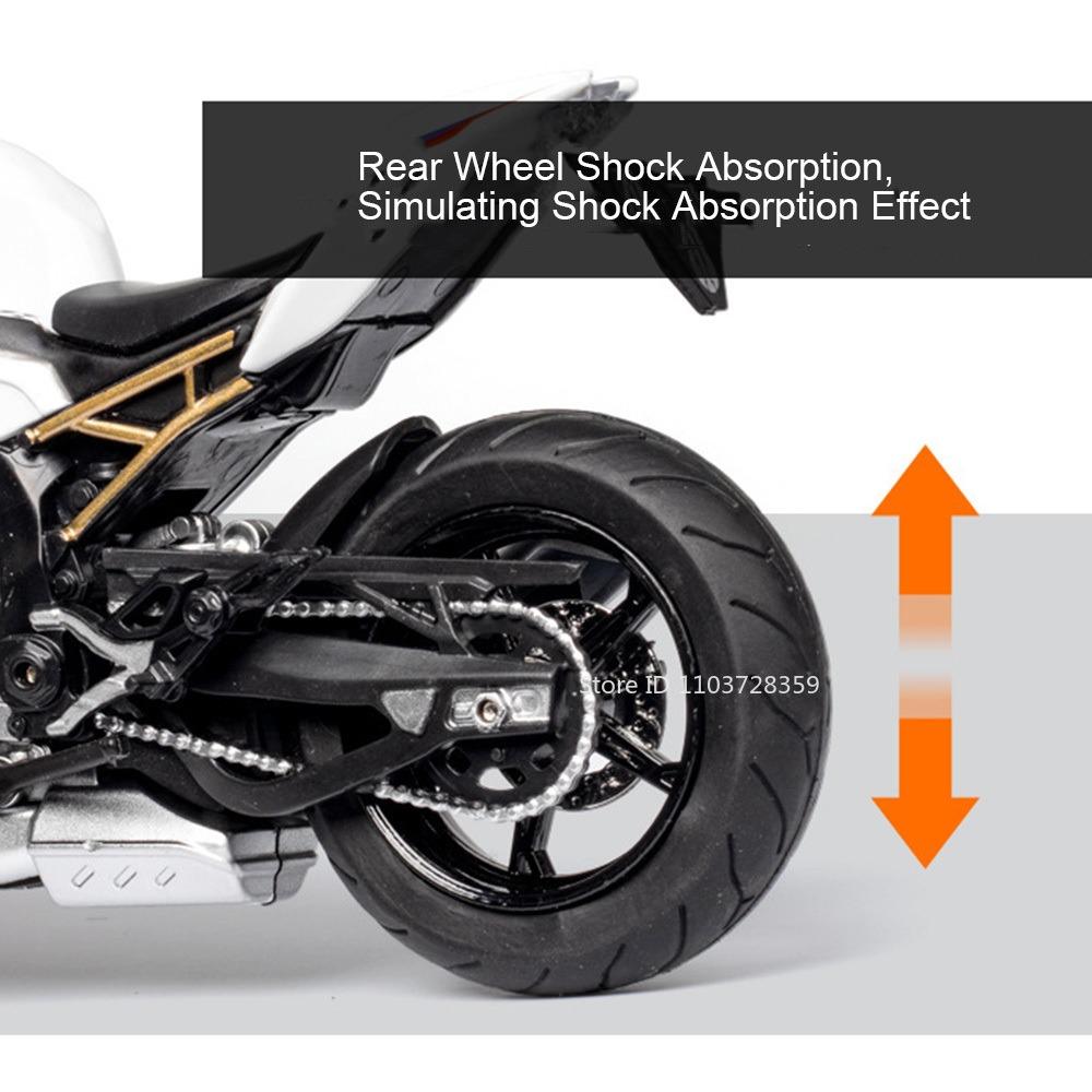 1:12 S1000Rr Miniature Motorbike Model Toys Alloy Diecast Rrs1000 Motorcycles Sound Light Shock Absorption Ornament Boys Gifts