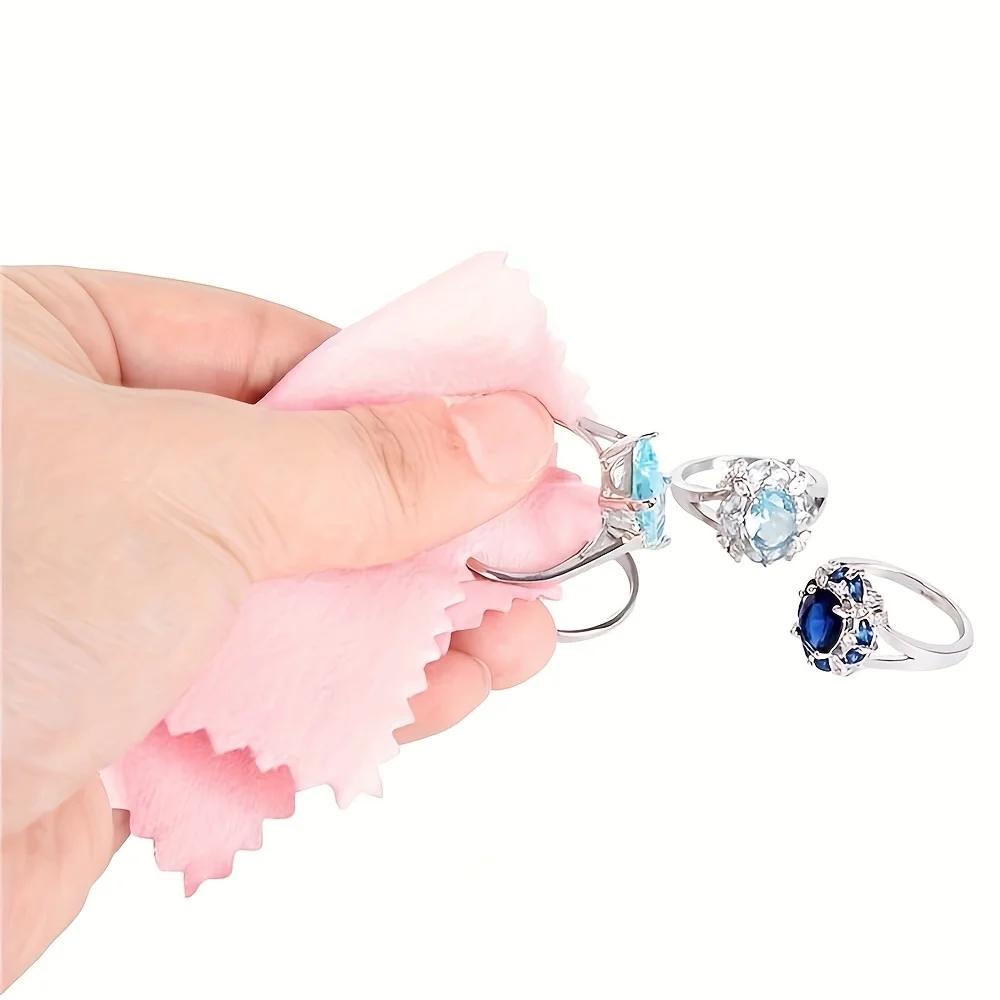 50PCS Pink Jewelry Polishing Cloth, Suitable for Gold, Silver, Mobile Phones, Glasses - Soft, Non Frosted Cleaning Cloth