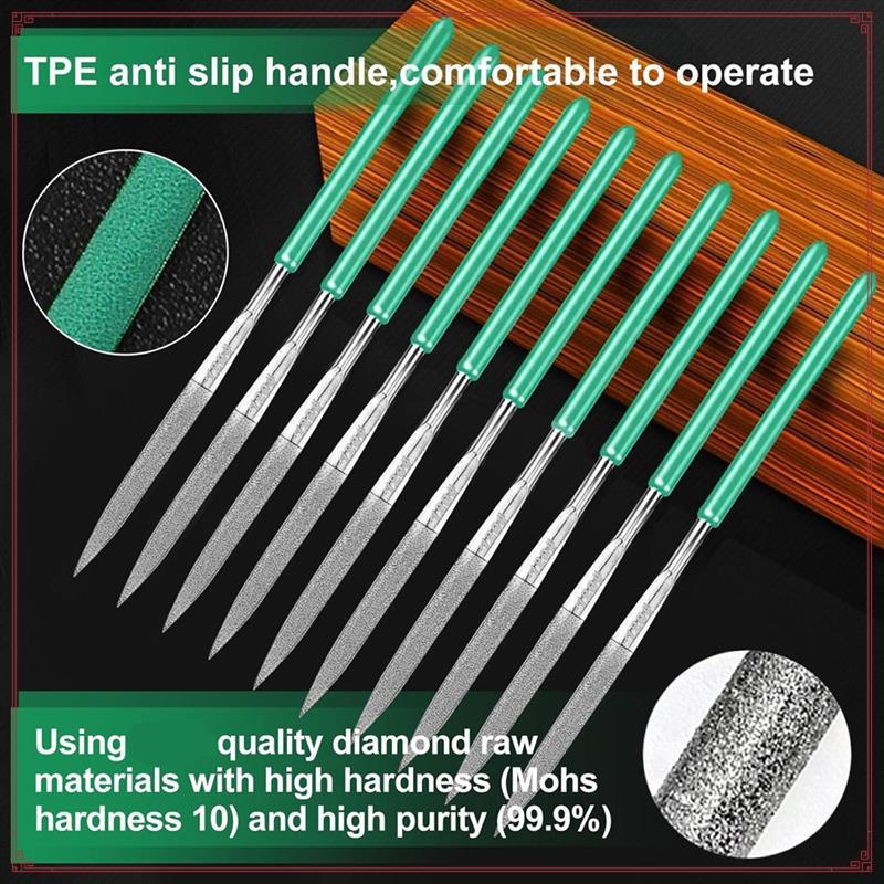 10-Piece Diamond File Set, Precision Needle File Set, Diamond Coated Files For Filing Metal, , Stone, Jewelry