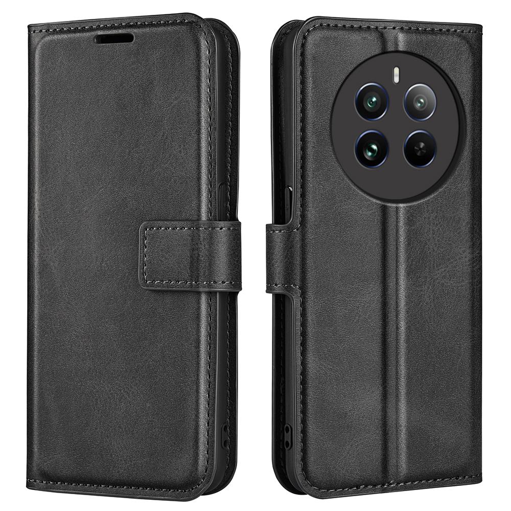For Realme 12 4G/12+ 5G Leather Case Calf Texture Phone Wallet Cover