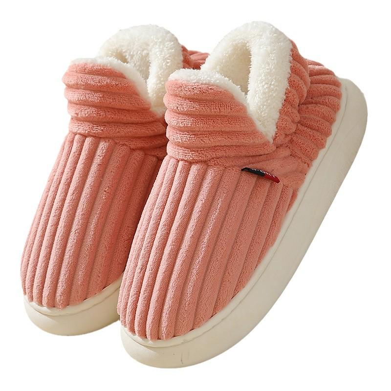 2025 New Men's & Women's Winter Cotton Slippers with Flat Thick Soles, Fur Lining, Versatile for Outdoor Wear