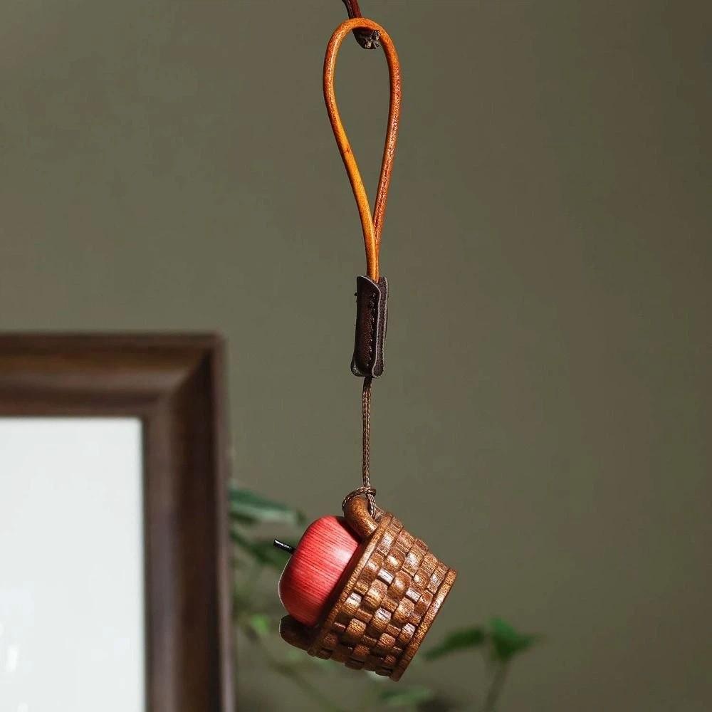 Natural Wood Carved Worry Stone Mini Handheld Handheld Ornament Wooden Keychain Study Use