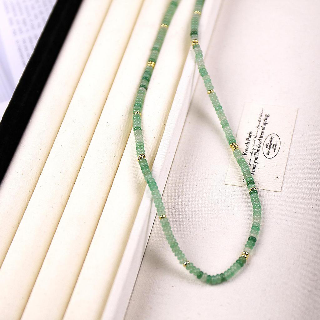 2025 Spring Retro Green Donglin Beaded Necklace for Women - Light Luxury, High-End, New Chinese Style