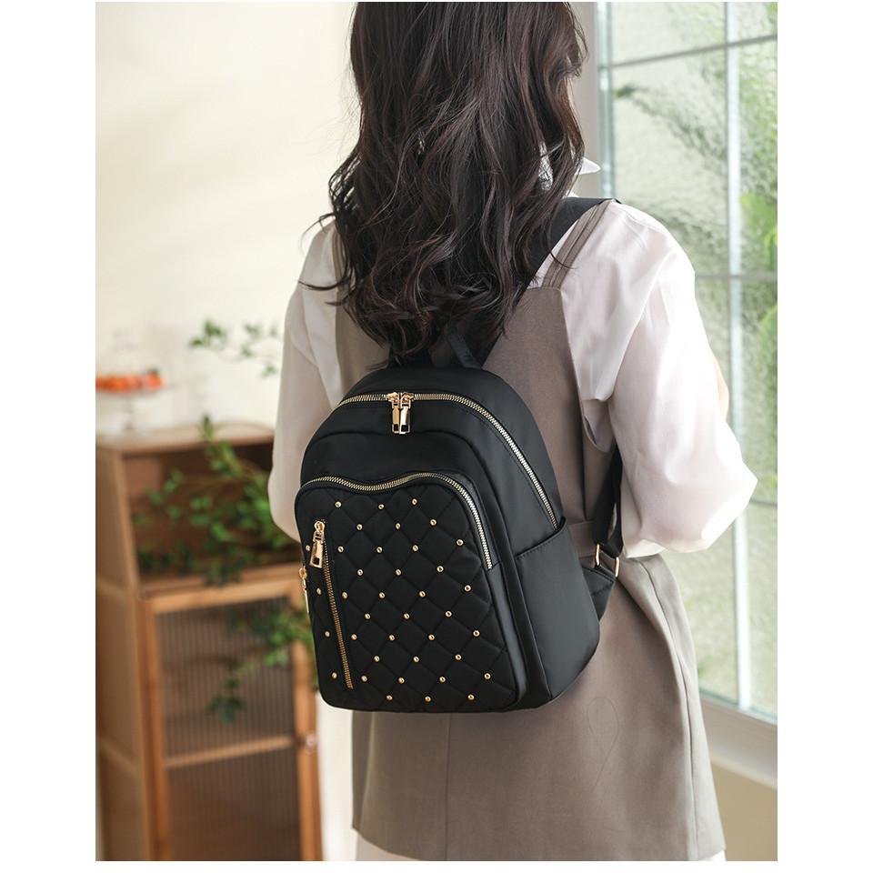 IELGY Однотонный ромбовидный швейный стильный рюкзак с заклепками — фото 9