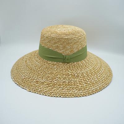 European And American Rhombus Straw Splicing Large Brim Flat Top Top Hat Women'S Summer Sunshade Sun Protection Holiday Beach Straw Hat Travel