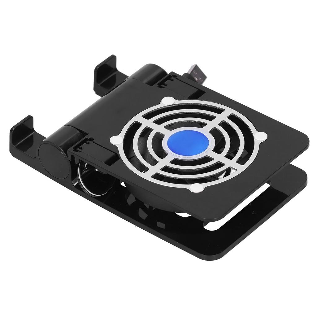 Three in One Aluminum Alloy Tablet Stand Non Slip DC Fan Desktop Phone Mount Radiator(Black )