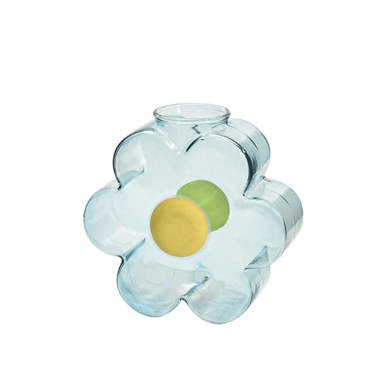 

Glass Flower Vases Multicolor Pattern Table Decoration For Freshly or Dried Flower Office Living Room Display синій
