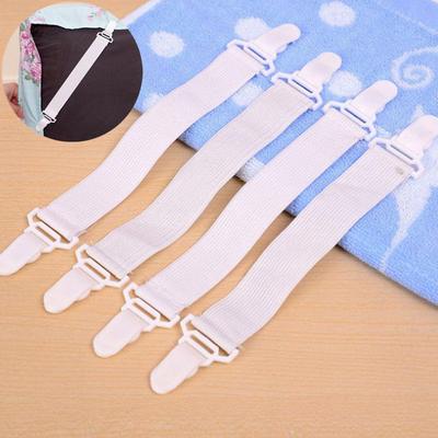 4 Pcs White Straps Fastener Bedding Holder Grippers Mattress Clip Elastic Belt Bed Sheets Buckle