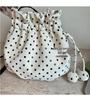 Women's Polka Dot Drawstring Shoulder Bag - Large Capacity Pleated PU Leather Crossbody for Fashion & Commute