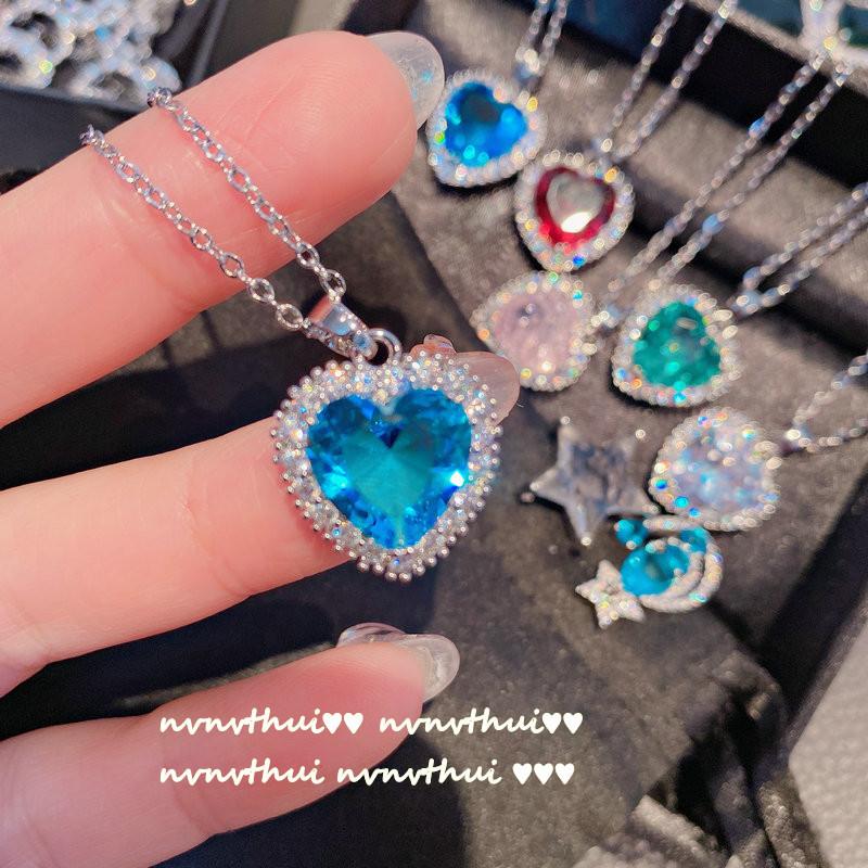 Vintage Aquamarin Pfirsich Herz Halskette, 18 Karat Vergoldet Acht Herzen und Acht Pfeile Schmuck Zirkon Pfirsich Rosa Liebesherz Halskette