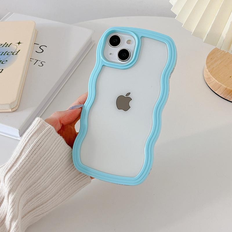 Soft Wavy Lines Phone Case For Iphone 11 12 13 14 15 Pro Max XS Max X XR 7 8 Plus SE  Candy Bumper Transparent Cases Cover