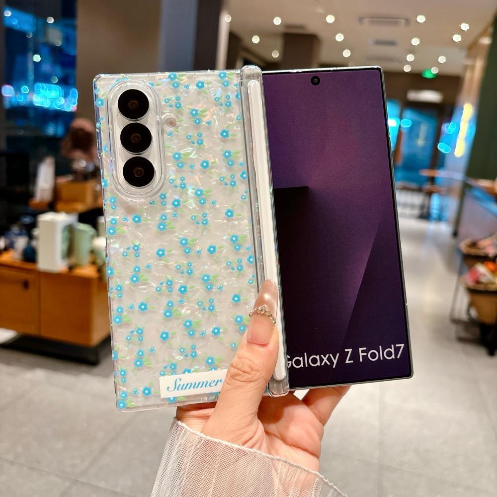 Floral Pattern For Samsung Galaxy Z Fold 7 6 5G Phone Case Magnetic Hinge Bracelet Protective PC Hard Shell (Only Back Cover)