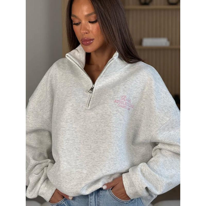 Fashionable Half-zip Versatile Western-style Printed Autumn and Winter Temperament Loose Jacket Lapel Sweatshirt