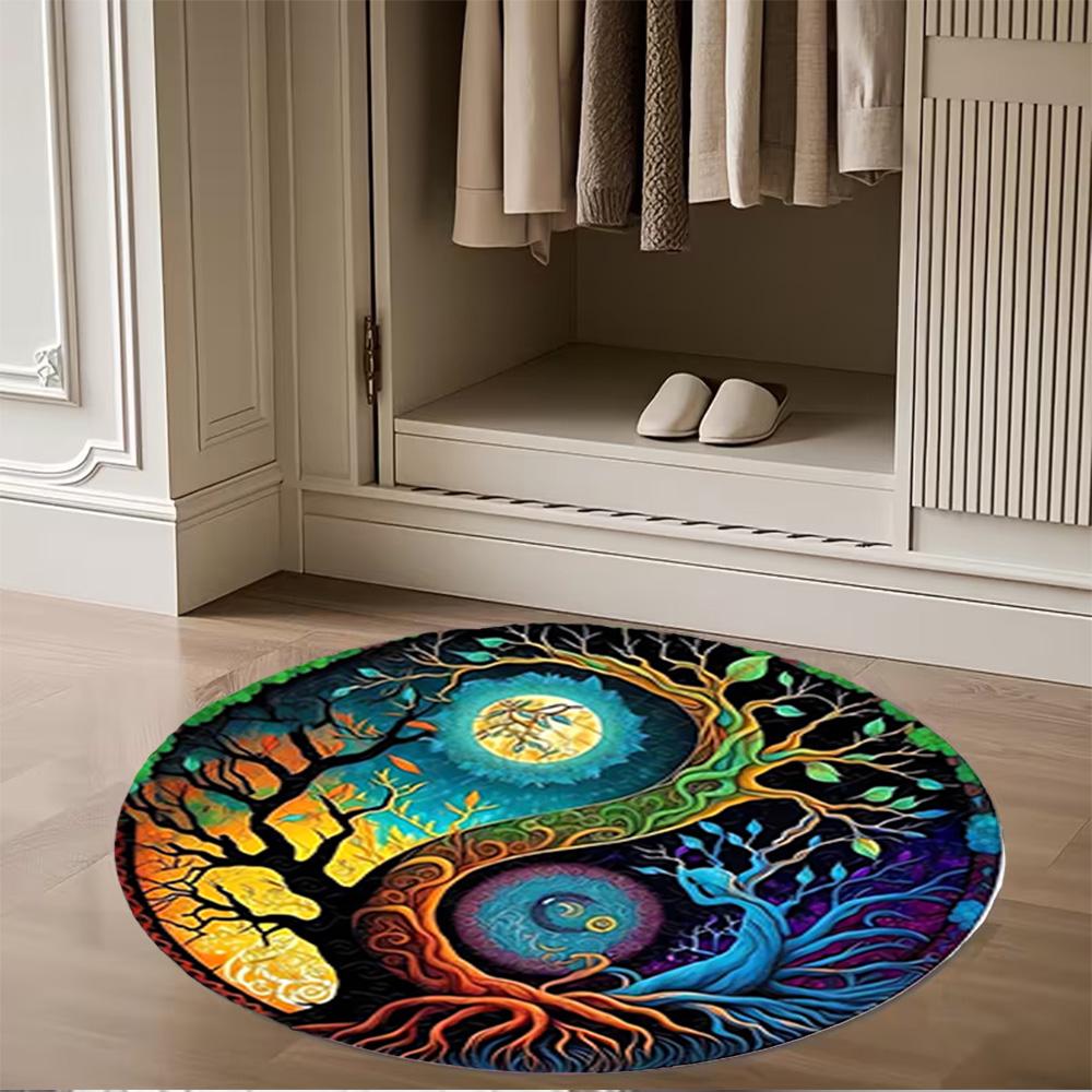 1pc Yin Yang Tree Design Non Slip Home Carpet Living Room Decoration Gift Idea