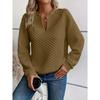 2025 Autumn New European American Women's Solid Color Deep V-neck Spliced   Long-sleeved Casual Sweatshirt