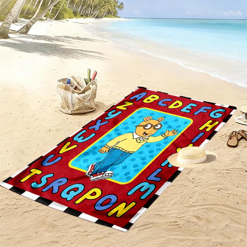 Arthur Cartoon Print Beach Towel, Large Soft Quick Dry Towel for Beach Camping Swimming