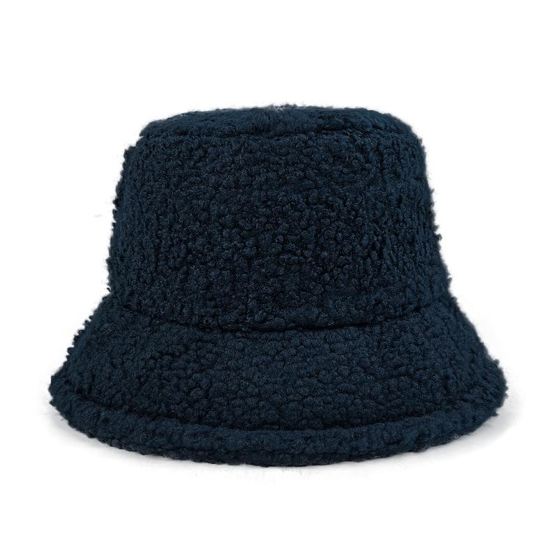 Winter Light Board Lamb Plush Bucket Hat Men and Women Plush Warm Bucket Hat Solid Color Lamb Plush Basin Hat