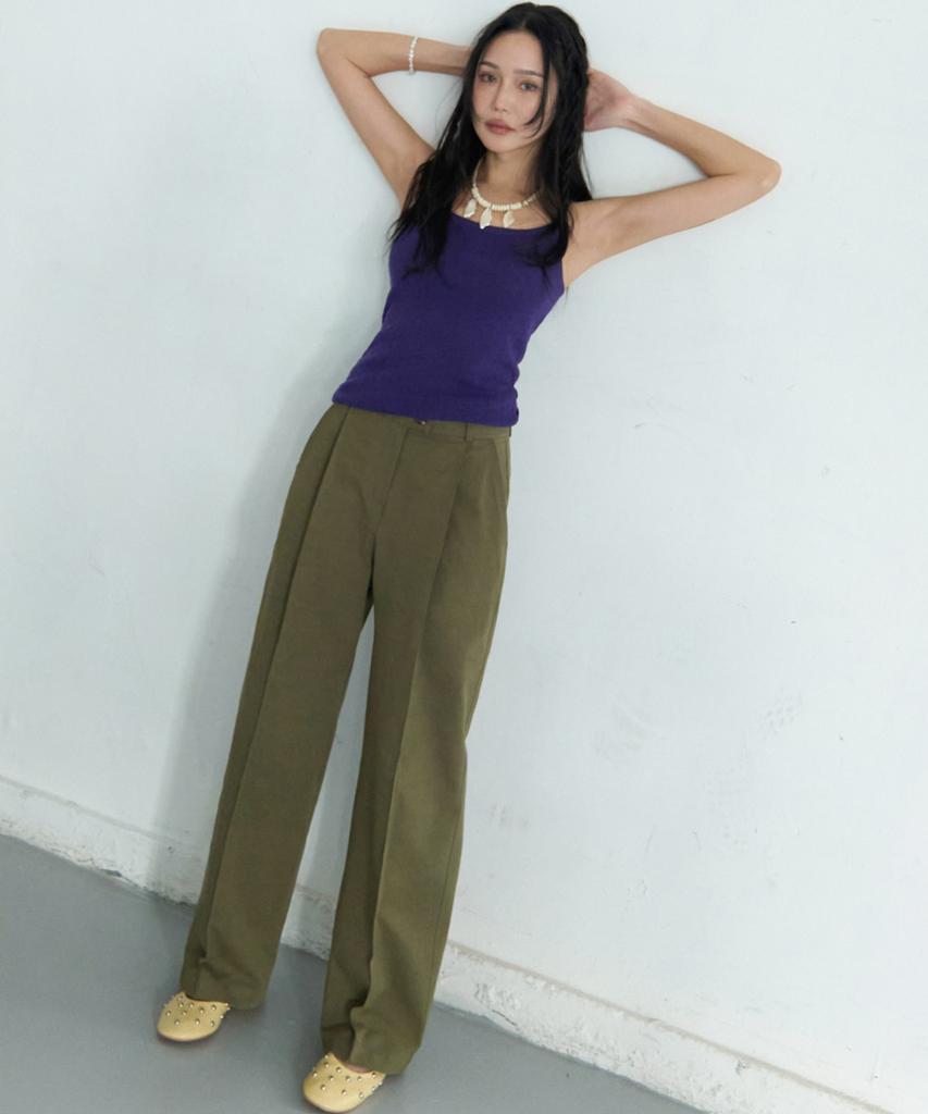 Moleubeu13 Grain Pintuck Linen Wide Pants