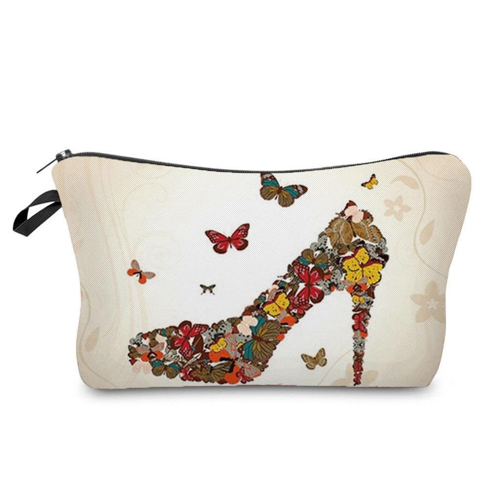 Damen Schmetterlingsprint Kosmetiktasche Toilettenartikel Organizer Reiseaufbewahrungskoffer 6417