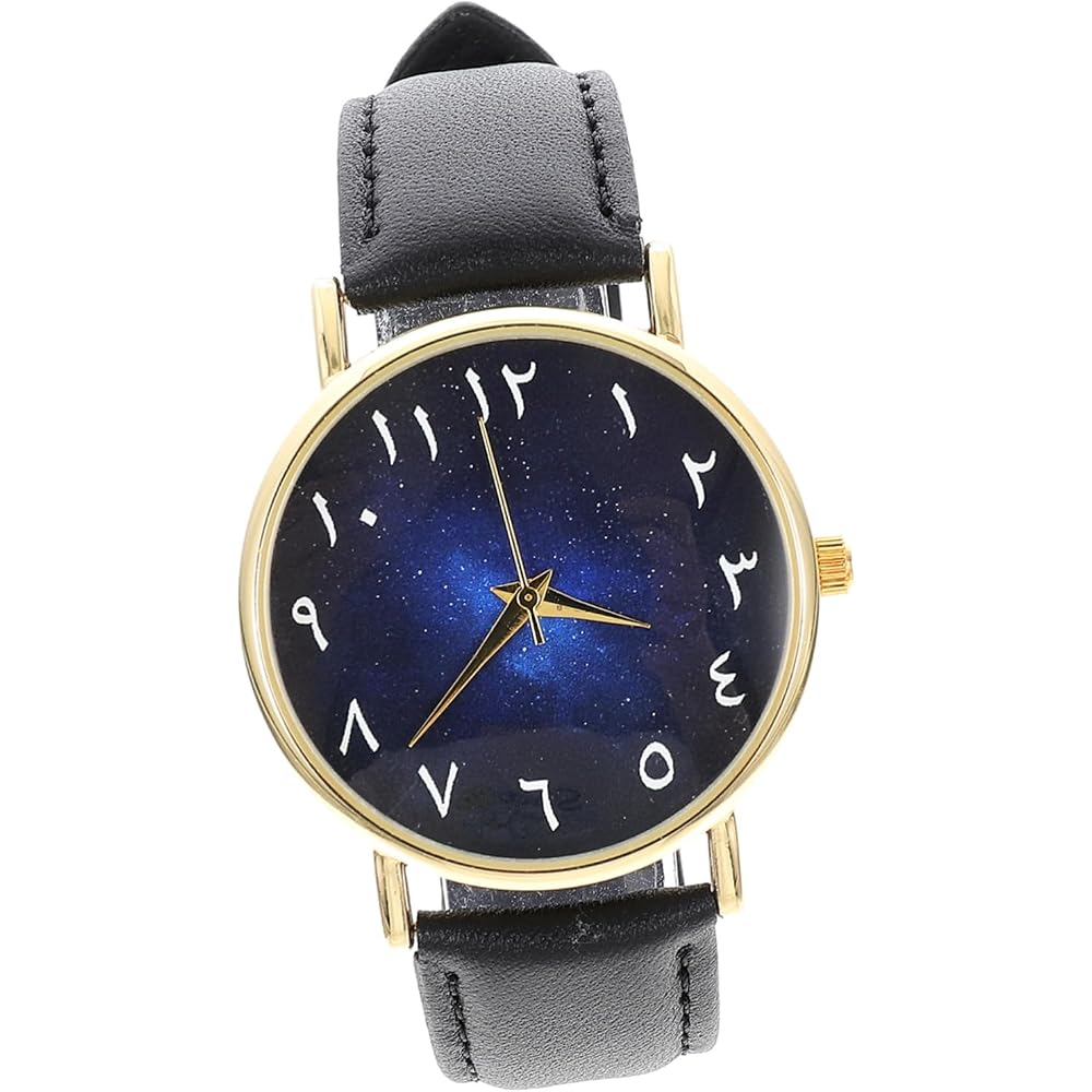Mikinona Arabic Numeral Watch with Alloy Case and Synthetic Leather Strap, Constellation Design, ...