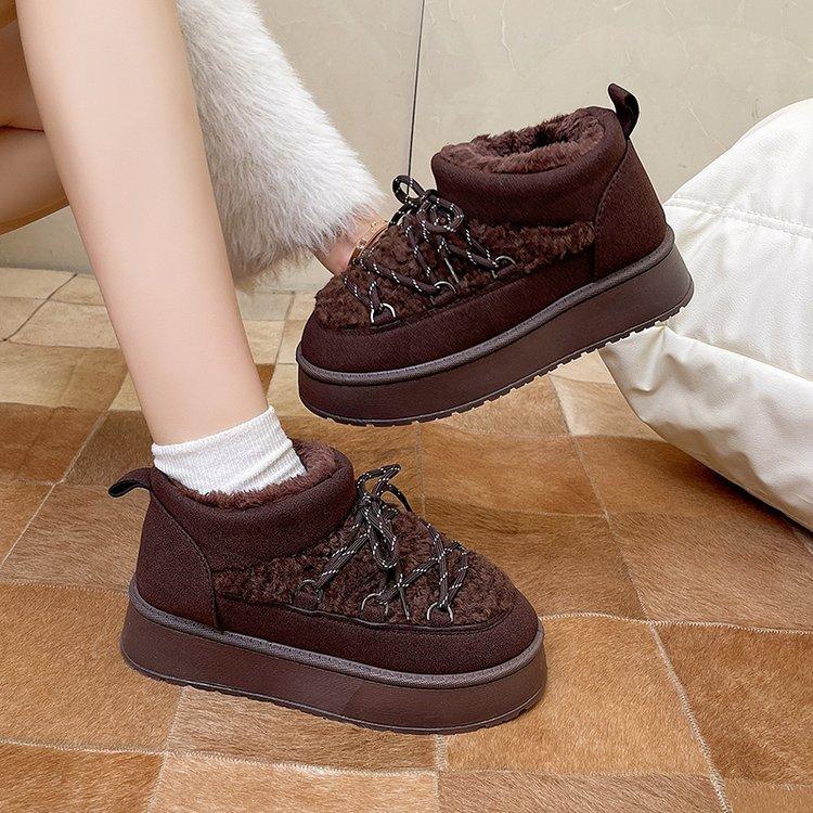 Women's Large Size Soft Sole Winter Warm Fur Snow Boots Padded Lined Ankle Boots Anti-slip Hiking Casual Sports Cotton Boots
