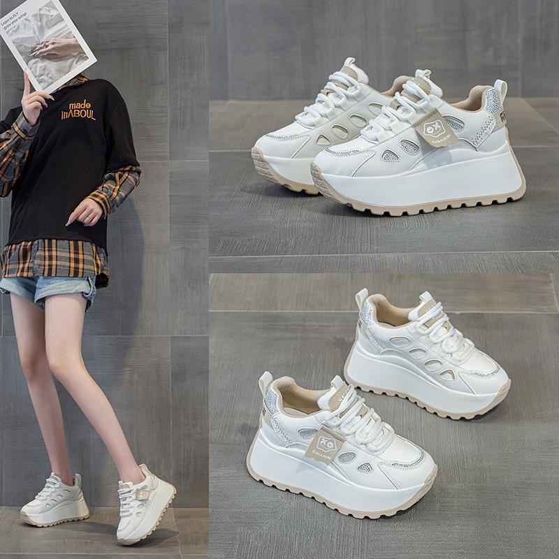 Spring and summer new thick-soled heightening dad shoes women's casual sports shoes with diamonds women's versatile trendy muffin women's shoes