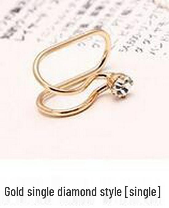 Korean Pearl and Diamond Star Ear Cuffs - U-Shaped Temperamental Stud Earrings