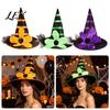 Soft Playful Witch Hat Halloween for Women Girls, Large Striped Wizard Costume with Flower Accessories, Cosplay, Party Decorative Headpiece