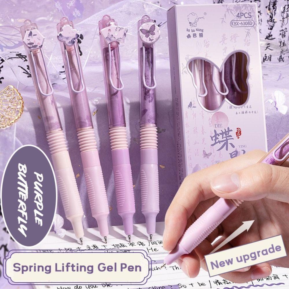 

4PCS/Set Soft Grip Neutral Pen 0.5mm Color Ink Writing Pens Retractable Gel Pen School&Office Floral Fragrance
