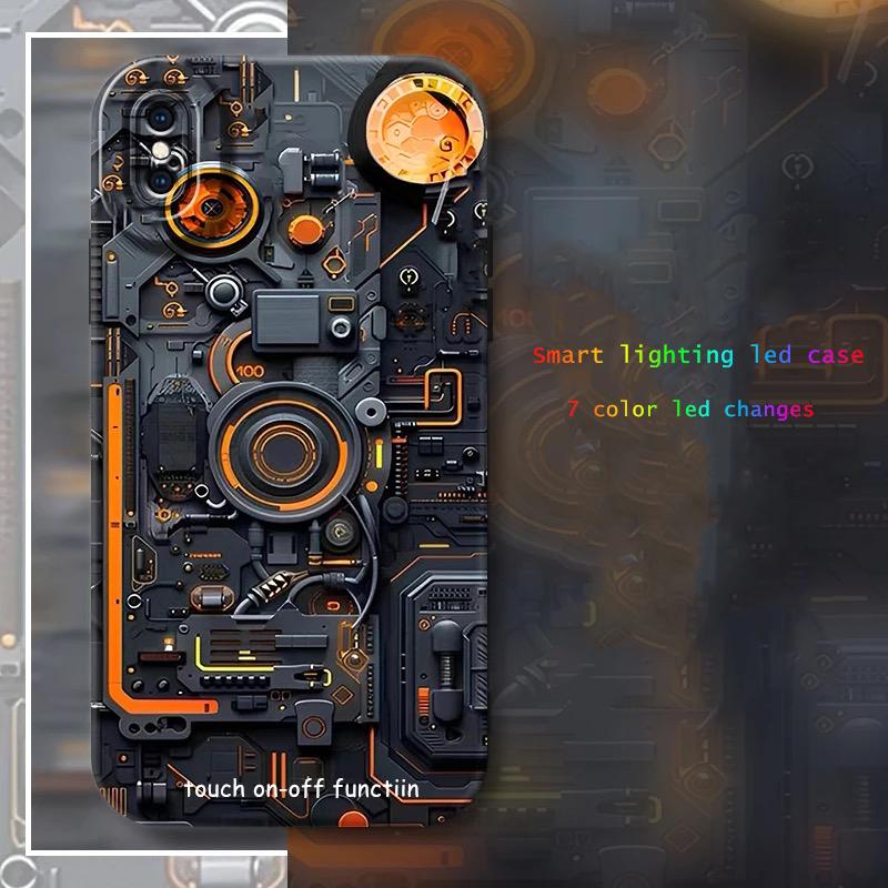 

Updated Touch Button LED Light Phone Cover For Samsung S25 Plus S23 S24 FE S22 Ultra A15 A16 Glass Phone Case Glow Flash Shell A54 5G