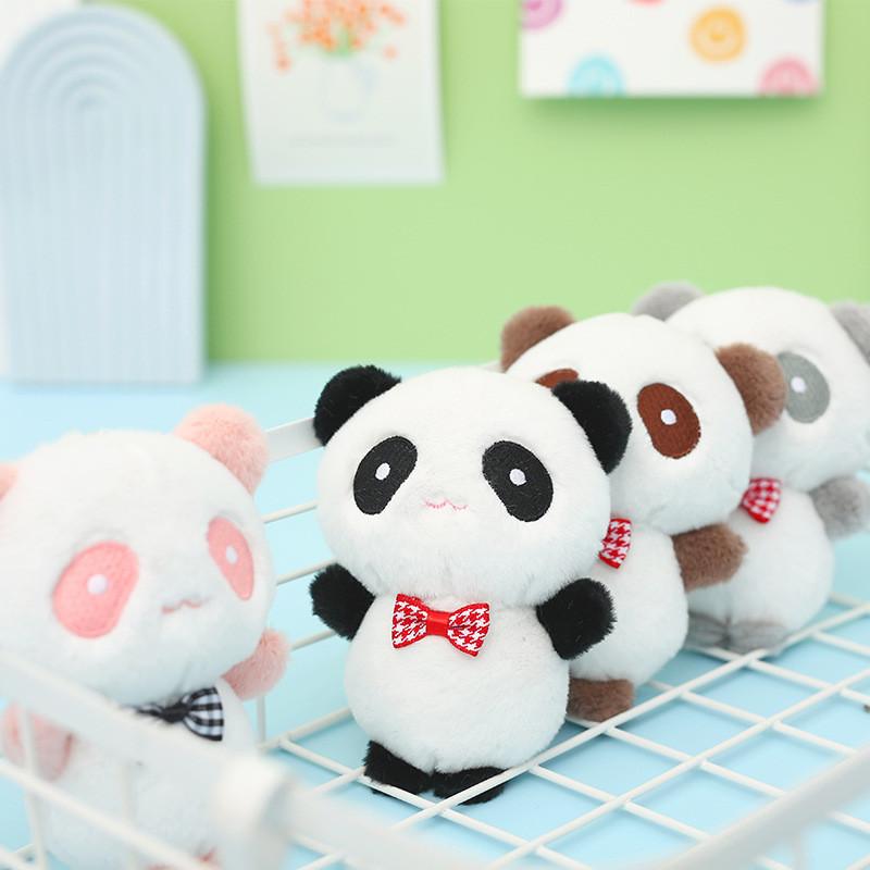 Adorable Plush Panda Keychain Toy Soft Snow Mink Stuffed Animal Key Ring Trendy Bag Charm