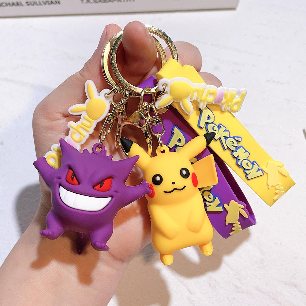 Keychain Cute Pikachu Pocket Monsters Doll Schoolbag Pendant Desktop Souvenirs Decoration Keyring Gift for Fans